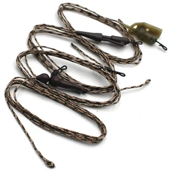 2pcs 100cm/45lb Carp Fishing Line Ready Tied Lead Core Leaders Helicopter Rig Rig Leadcore With Quick Change Swivel Lead Clips