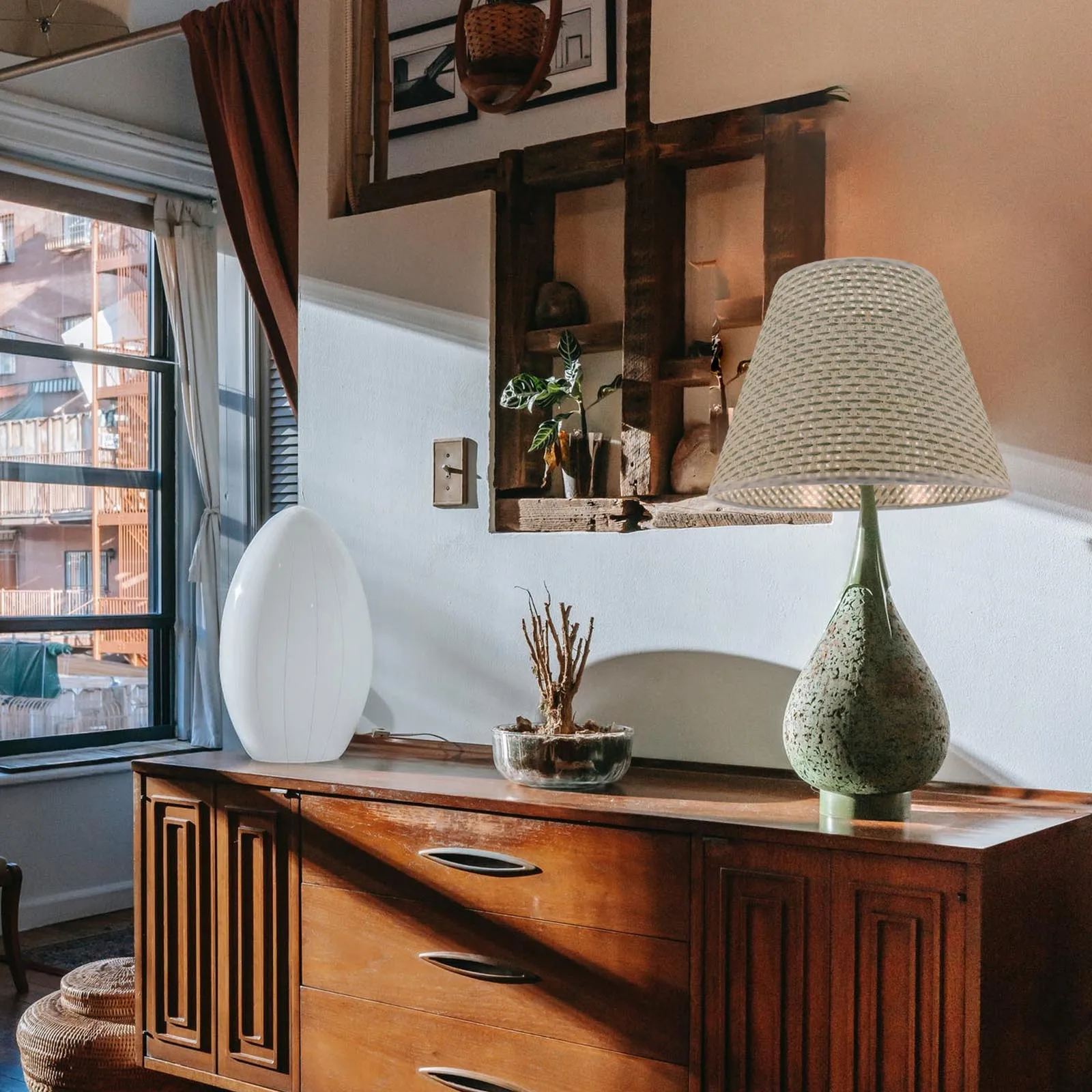 

1 шт., имитация тканого абажура, эстетический бытовой светильник для гостиной, спальни, кабинета, светильник, украшение