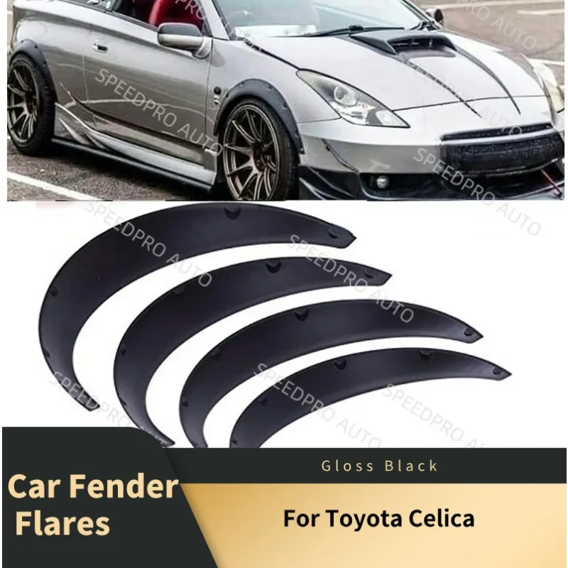 For T0yota Celica Car Fender Flares Splash Protector Protective Guards Mudflaps Extra Flexible Wide Body kit Wheel Arches Black