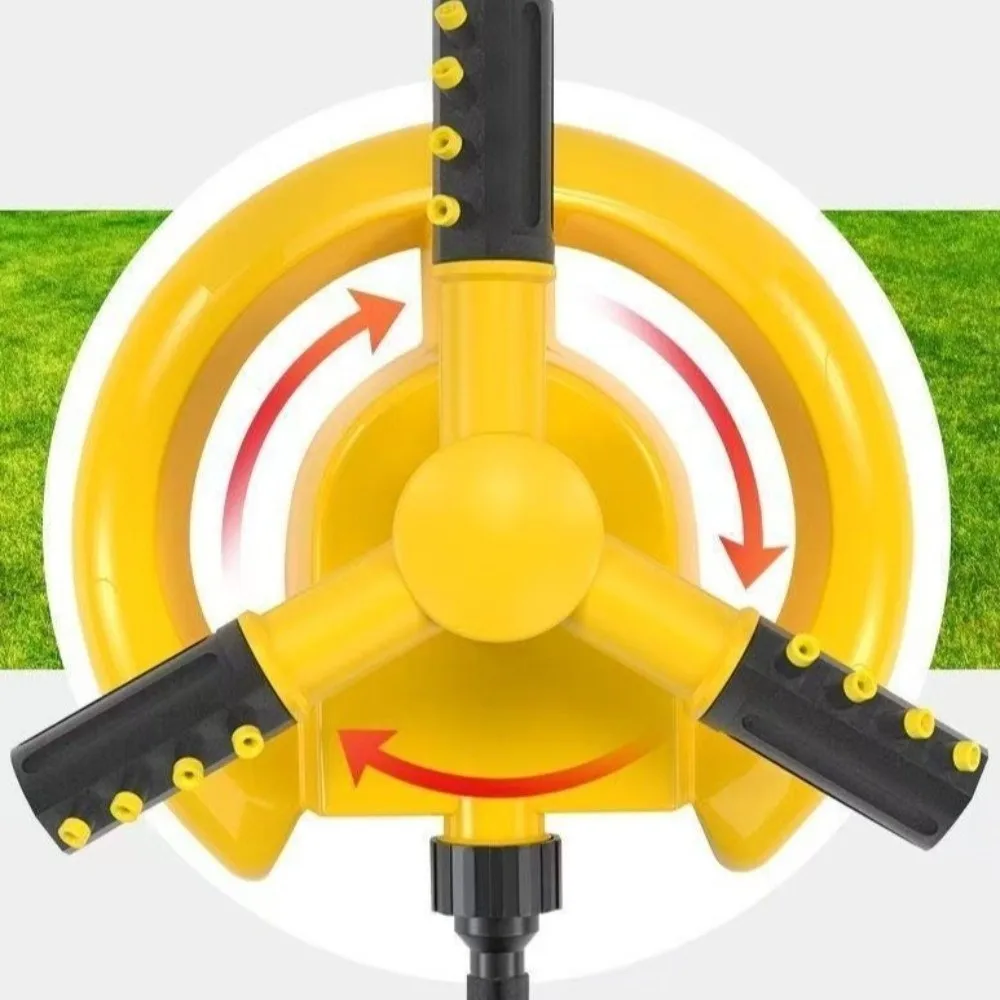 360° Rotating Automatic Rotating Sprinkler Water Saving Leak-proof Water Sprayer Adjustable 3 Fork Garden Sprinkler