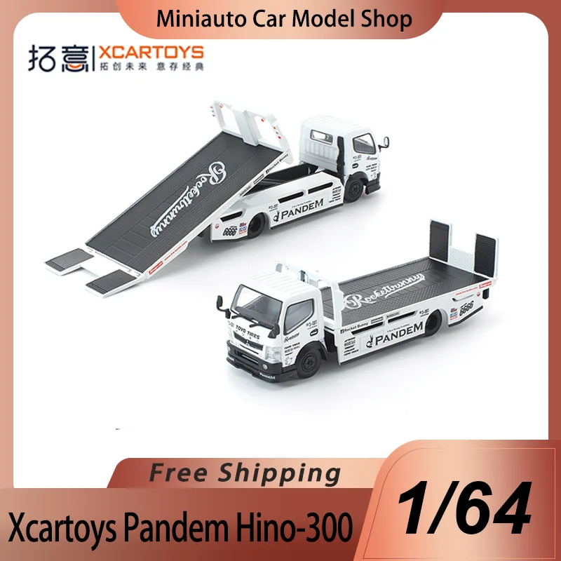 Nuevo en Stock Xcartoys Poprace 1:64 Pandem Hino-300 Fusoflatbed Transporter, Coche en Miniatura de Aleación, Modelo Fundido a Presión, Juguetes S63-01, Regalo