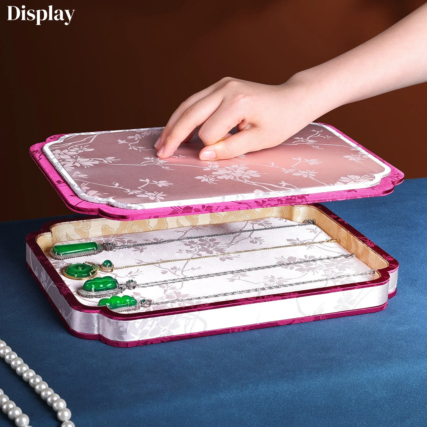 

Шкатулка для украшений в дворцовом стиле, винтажный демонстрационный поднос для нефритовых браслетов, органайзер в китайском стиле для магазина и домашнего декора