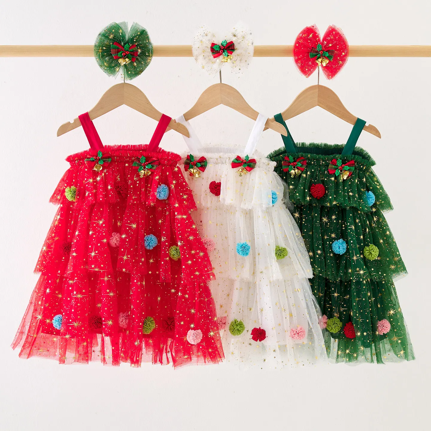Kids Christmas Dress - Snowflake Tulle Cake Gown with Bell Skirt, Sleeveless Princess Puffy Dress for Toddlers