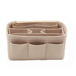 Makeup Organizer Bag Felt Cloth Cosmetic Insert Organizer Multi-Pockets Cosmetic Bags Large Capacity Detachable Handbag Insert