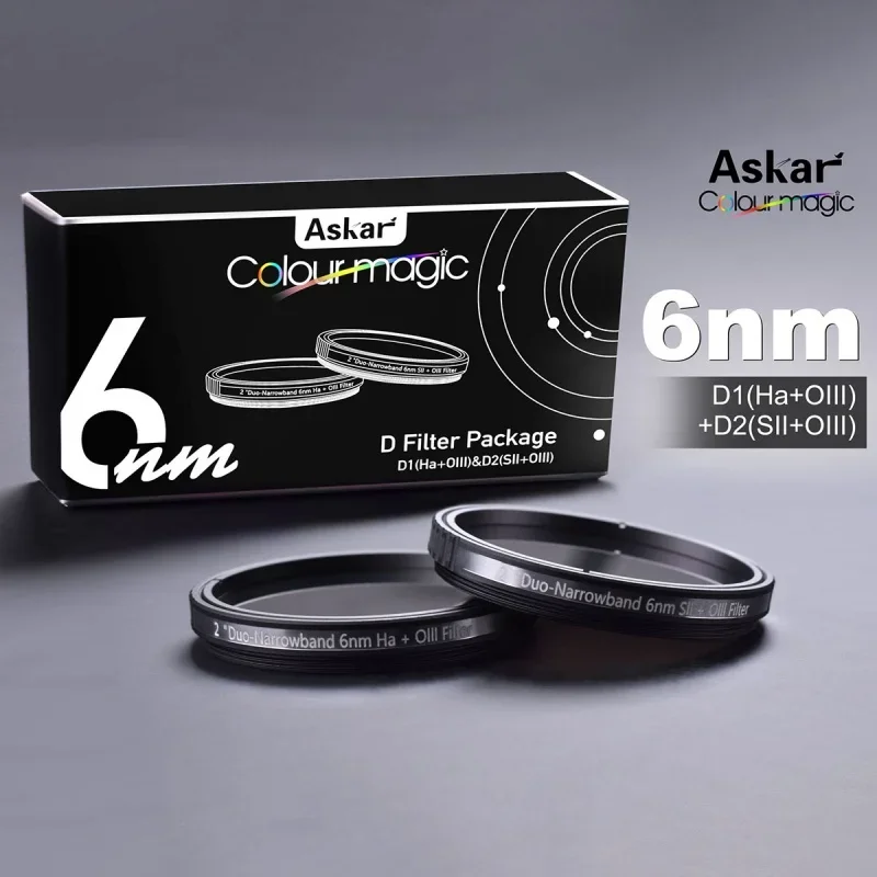 

Askar kих Magic Duo-Smalband 6nm «D1 + D2» H-Een/O-III/o-III Beeldvorming Filter Set (2 фильтра)-2 "Gemonteerd