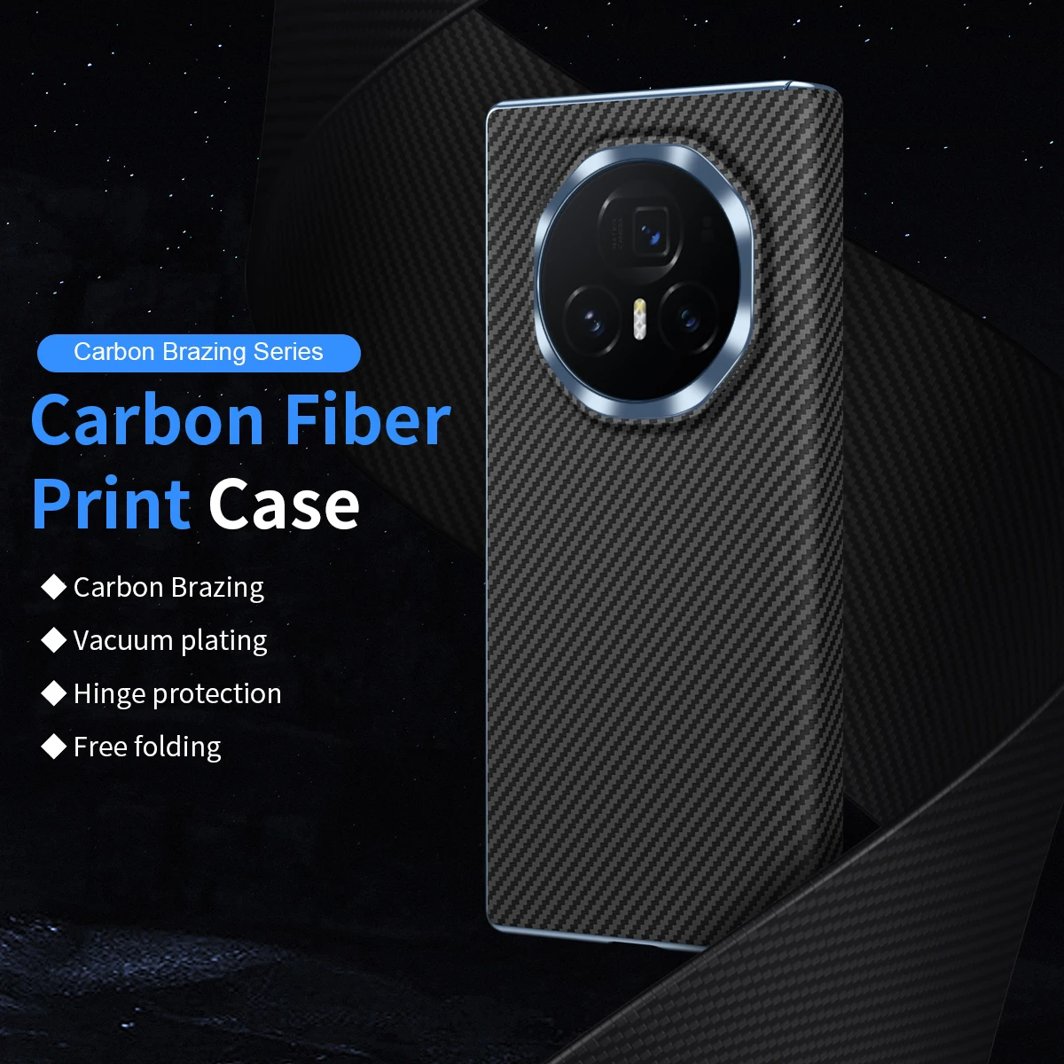 

Suitable for Honor Magic V3 new carbon fiber texture mobile phone case vacuum plating hinge protection non-stick fingerprint