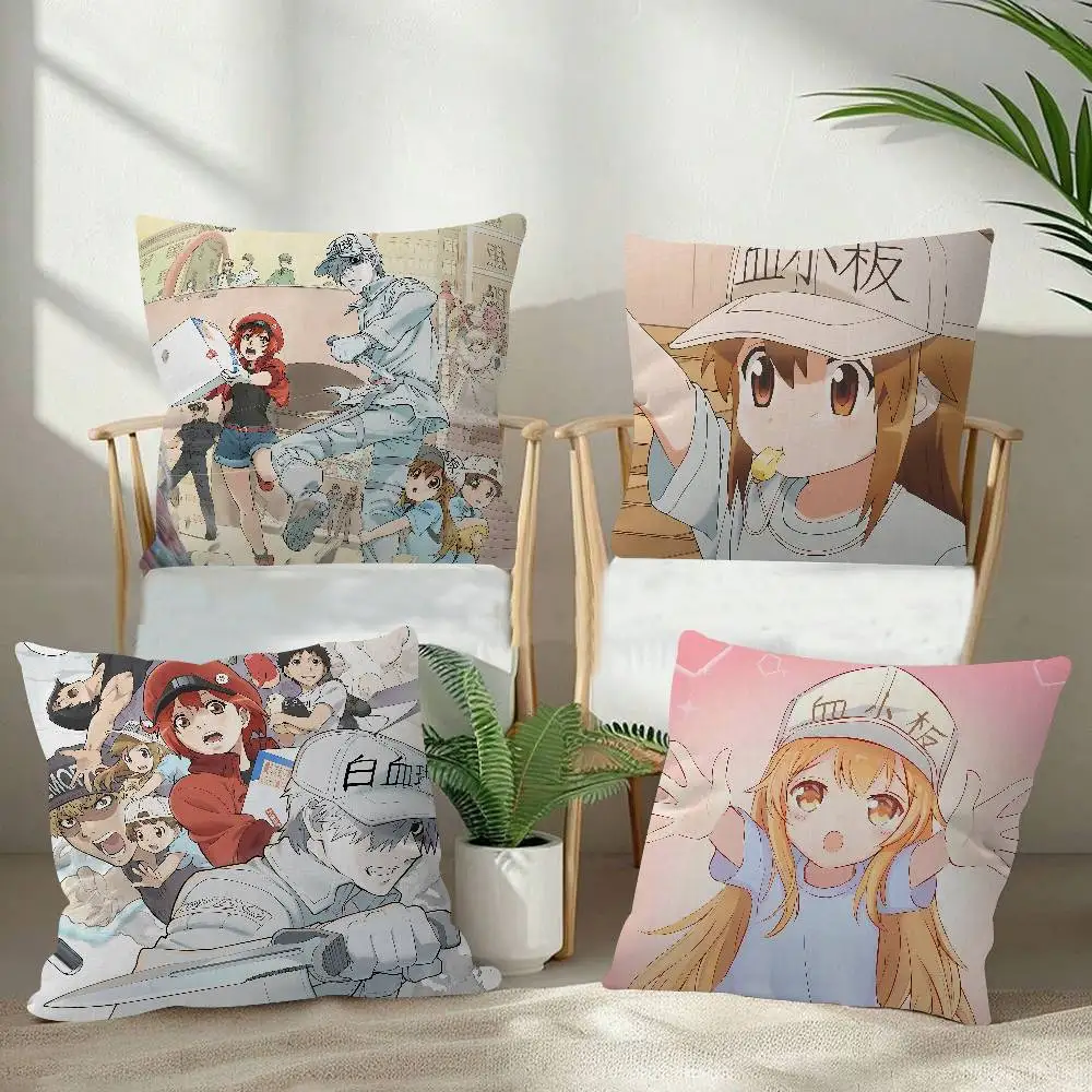 Comic C-Cells At WorkS Pillow Case Fashion Square Pillowcase Bedroom Sofa Room Ins Decoration Leisure