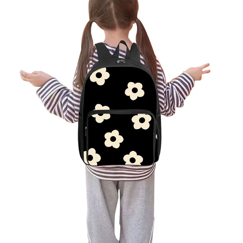 حقيبة ظهر بجيب أمامي مربع بنمط الزهور للأولاد والبنات أفضل الهدايا حقائب مدرسية كرتونية ثلاثية الأبعاد للأطفال