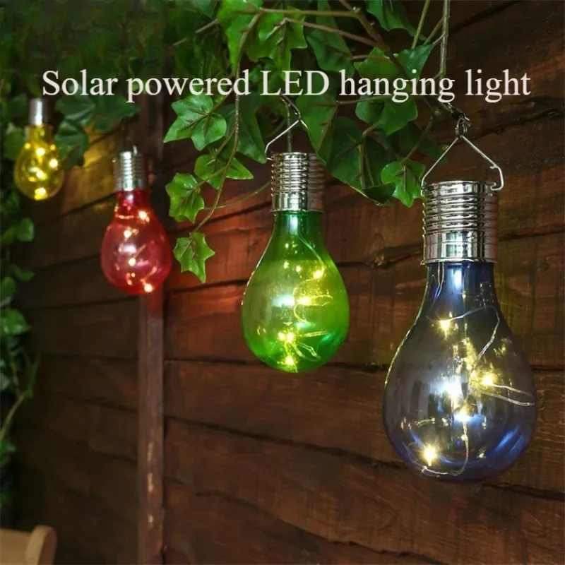 Colorful Home Garden Solar Light Bulb Waterproof Solar Rotatable Outdoor Garden Camping Hanging LED Light Lamp Bulb Decoration