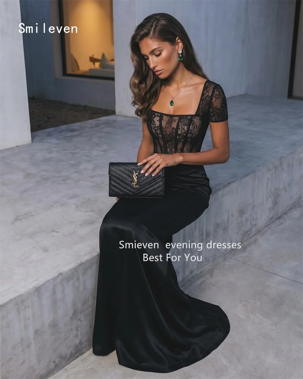 

Smileven Luxury Noval Mermaid Evening Dress Sexy Square Collar Formal Prom Dresses Lace Corset Party Gowns Customized 2026
