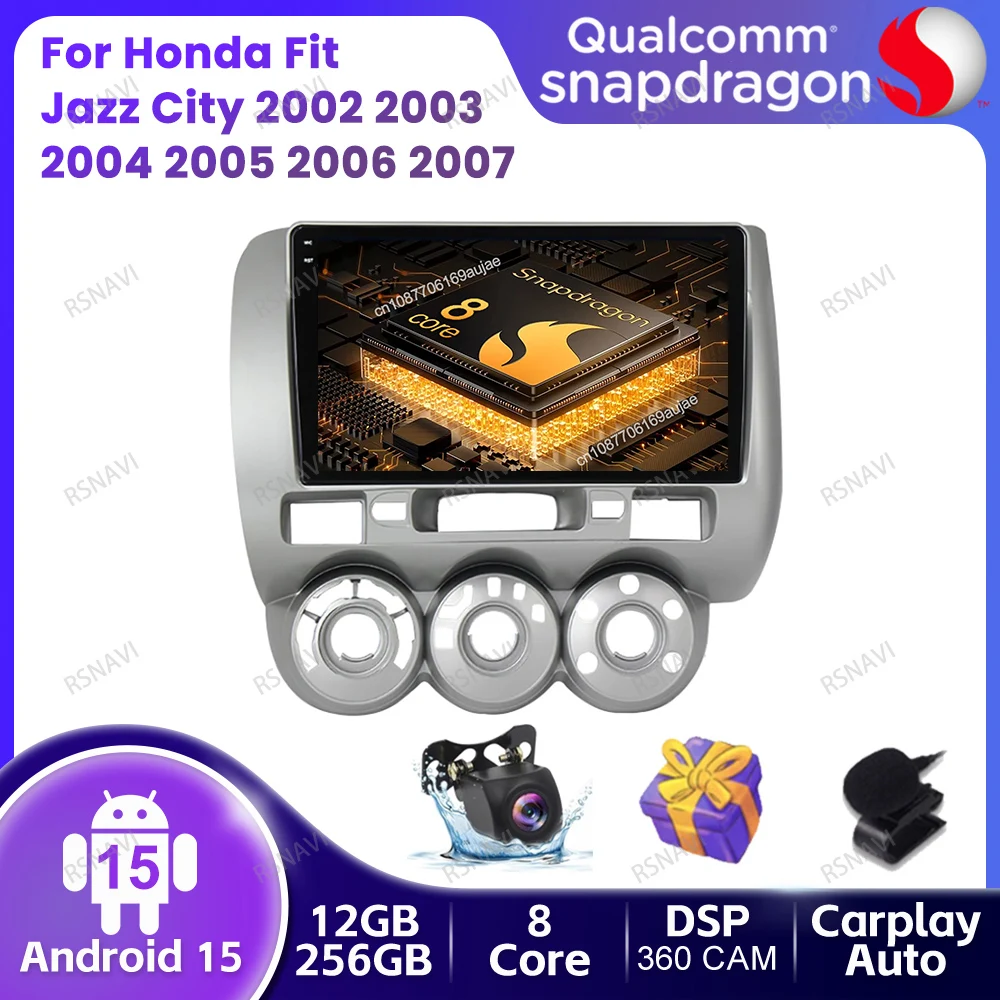 

Автомобильный радиоприемник Android 15 для Honda Fit Jazz City 2002 2003 2004 2005 2006 2007 LHD Qualcomm Мультимедиа GPS Стерео QLED 4G LTE DSP BT
