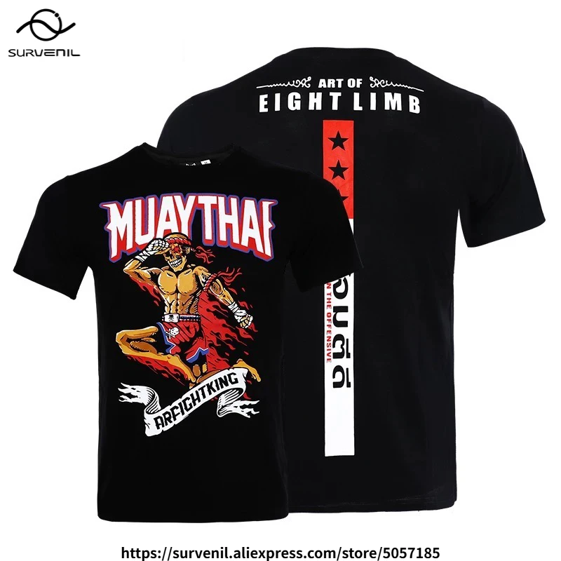 

Футболка для бокса, ММА, Муай Тай, смесь хлопка, классическая футболка с круглым вырезом и коротким рукавом, BJJ, тренировки по борьбе, тренировки, соревнования, повседневные прогулки