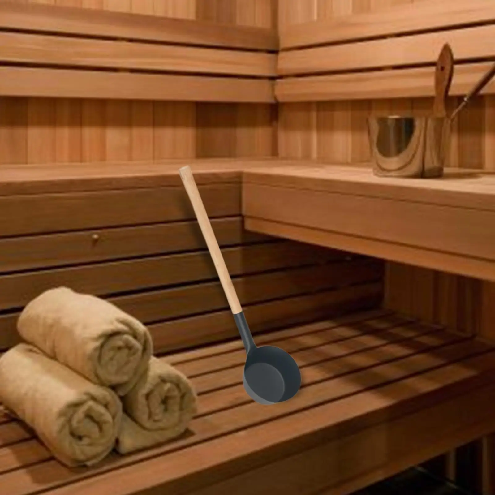 Sauna Ladle Japanese Stylish Bathroom Wood Handle Lightweight Steam Room Home Practical Water Dipper Sauna Room Accessories