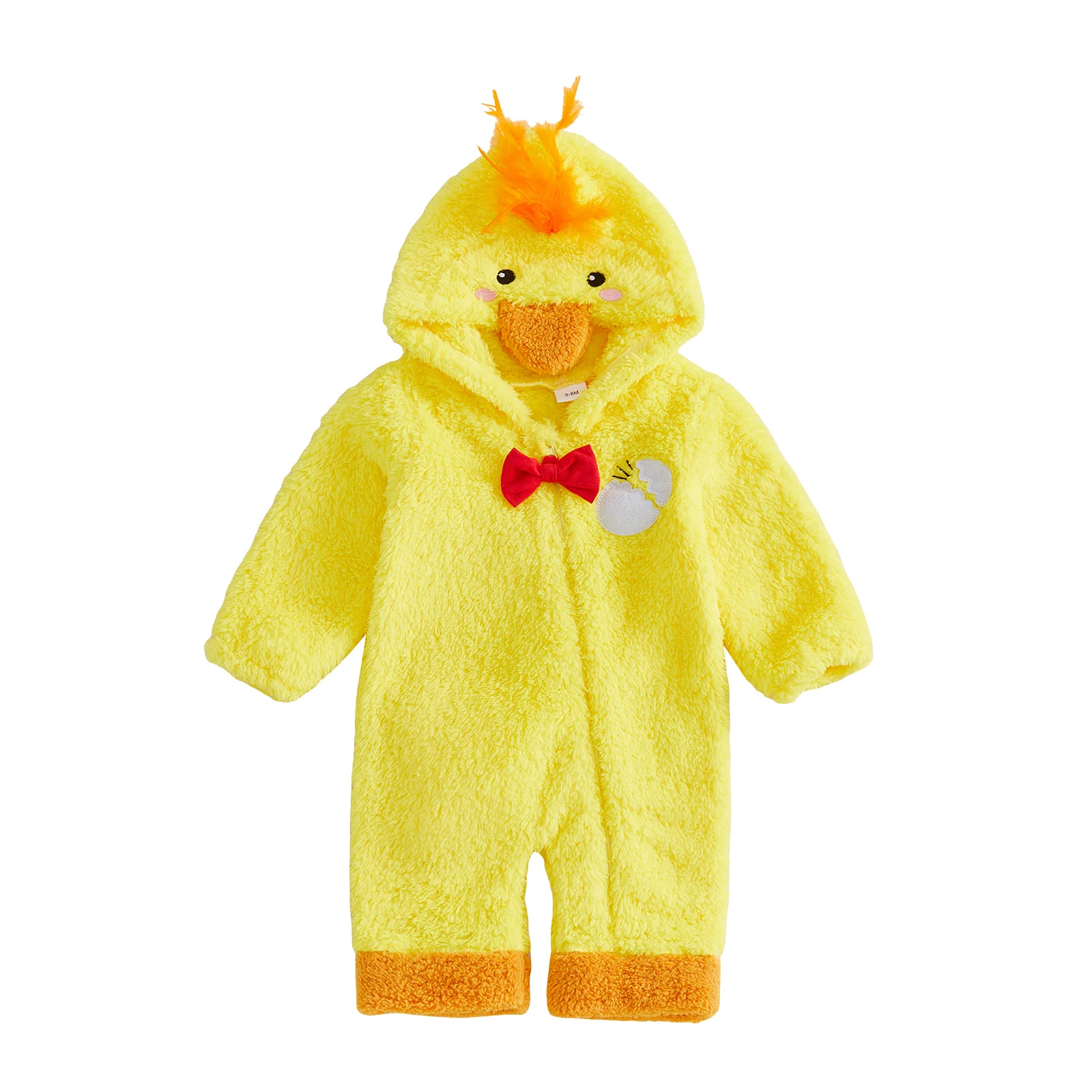 Disfraz de pollito para bebé, mono de manga larga con capucha peluda para Halloween