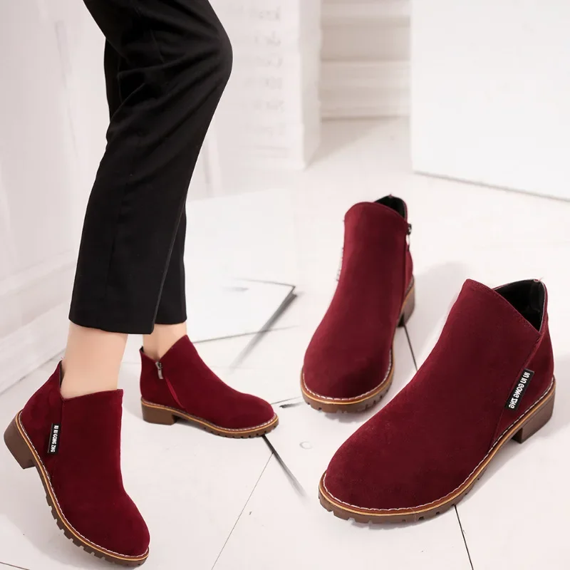 Women Boots 2024 Autumn Winter Boots Female Shoes Brand Ladies Ankle Heels Shoes Woman Suede Leather Boots