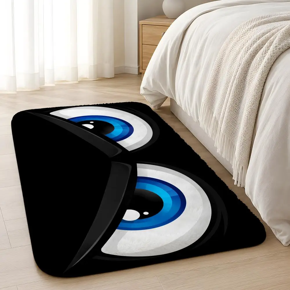 Angry Eye Design Floor Mat Flannel Rug Non-Slip Absorbent Soft Washable Floor Mat For Entryway Hallway Bathroom Kitchen Decor