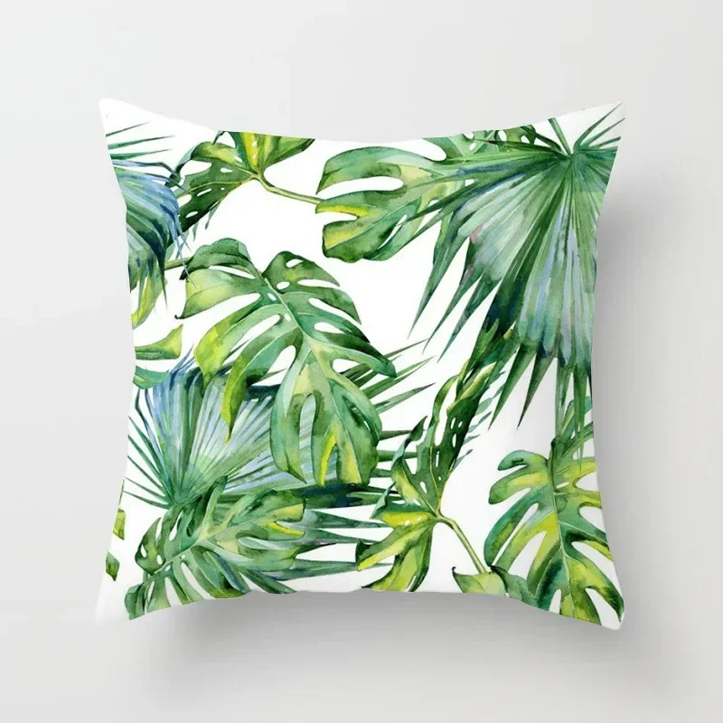 Tropical Leaf Cactus Cushion Cover Polyester Throw Pillow Home Living Room Sofa Decoration   45 * 45cm