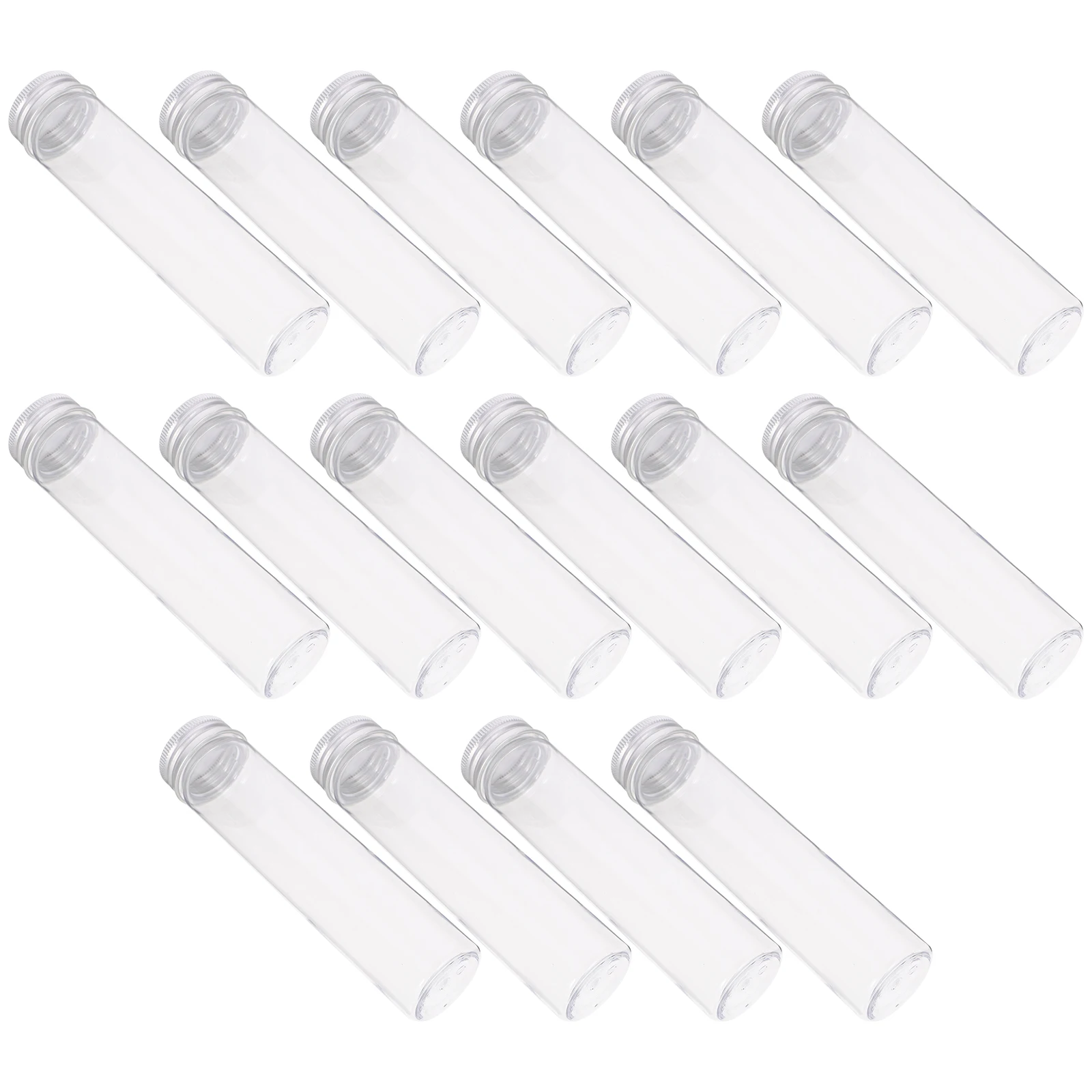 

16pcs Plastic Test Tubes Screw Caps 110Ml Clear Small Vials Liquid Powder Sampling Laboratory Experiments Mini Bottles Chemistry