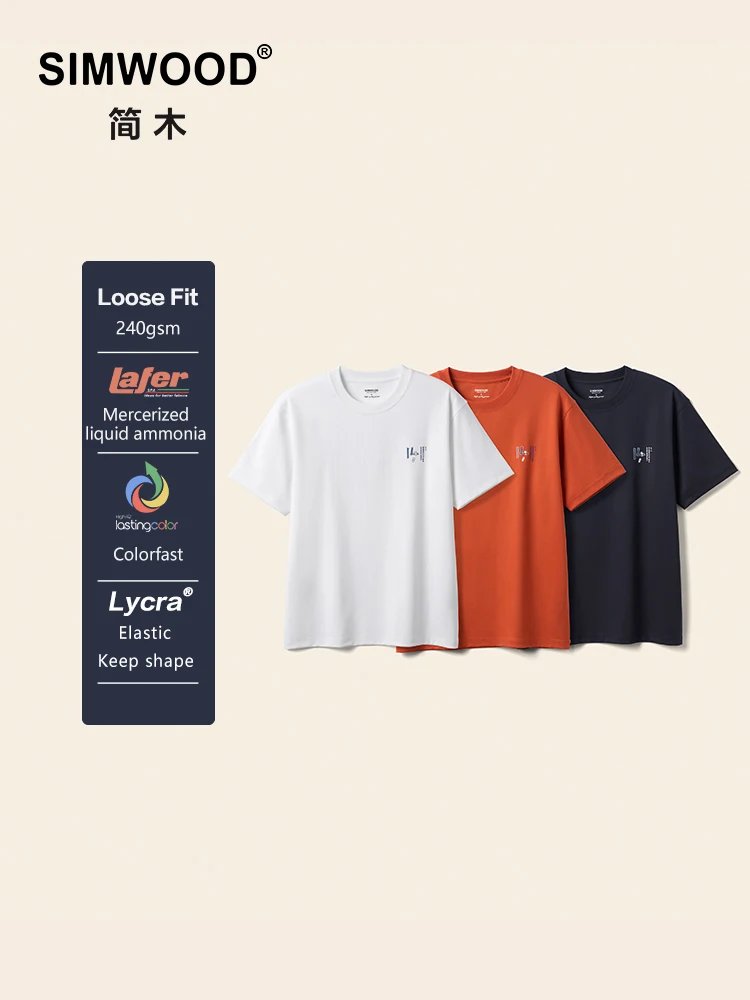 

SIMWOOD 2025 Summer New Oversize 240gsm Comfortable Soft Smooth Fabric T-shirts UV/Sunlight Change Color Footprint Pattern Tops