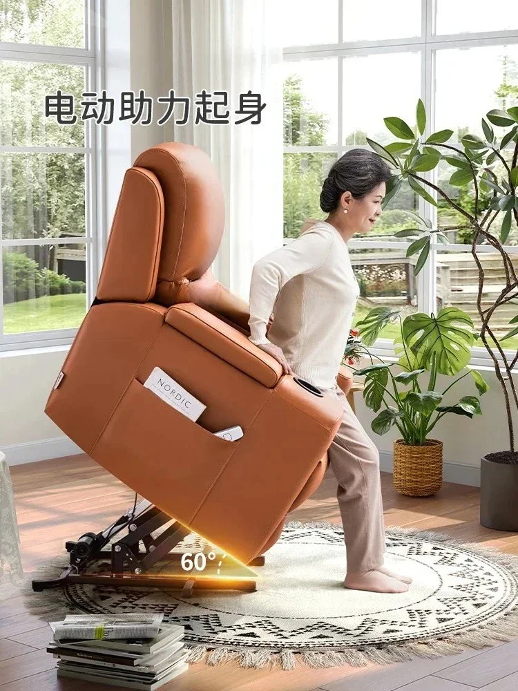 First Class Living Room Multi-Functional Leather Single Electric Functional Recliner for the Elderly