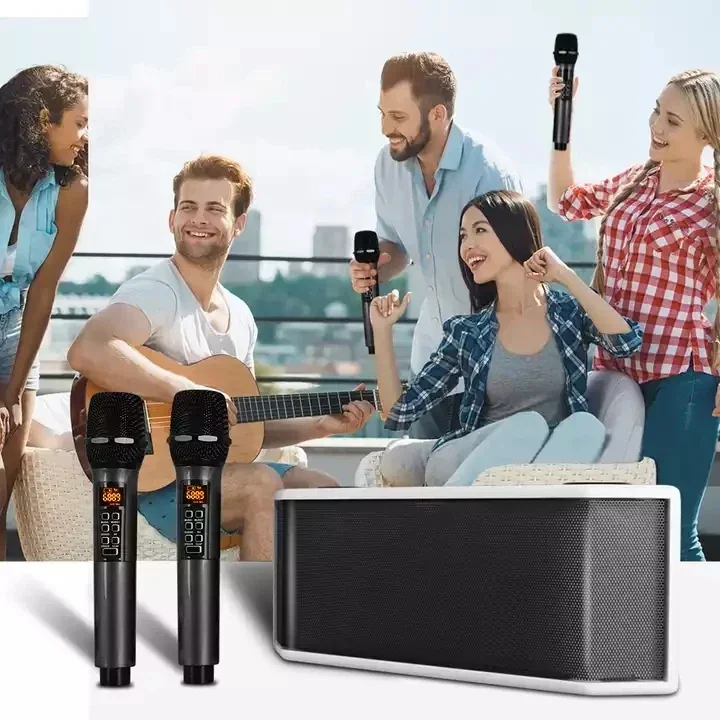

Portable Active Karaoke Speaker With Wireless Microphone BT Connecting For Phone Use DSP Function UHF Wireless Microphone