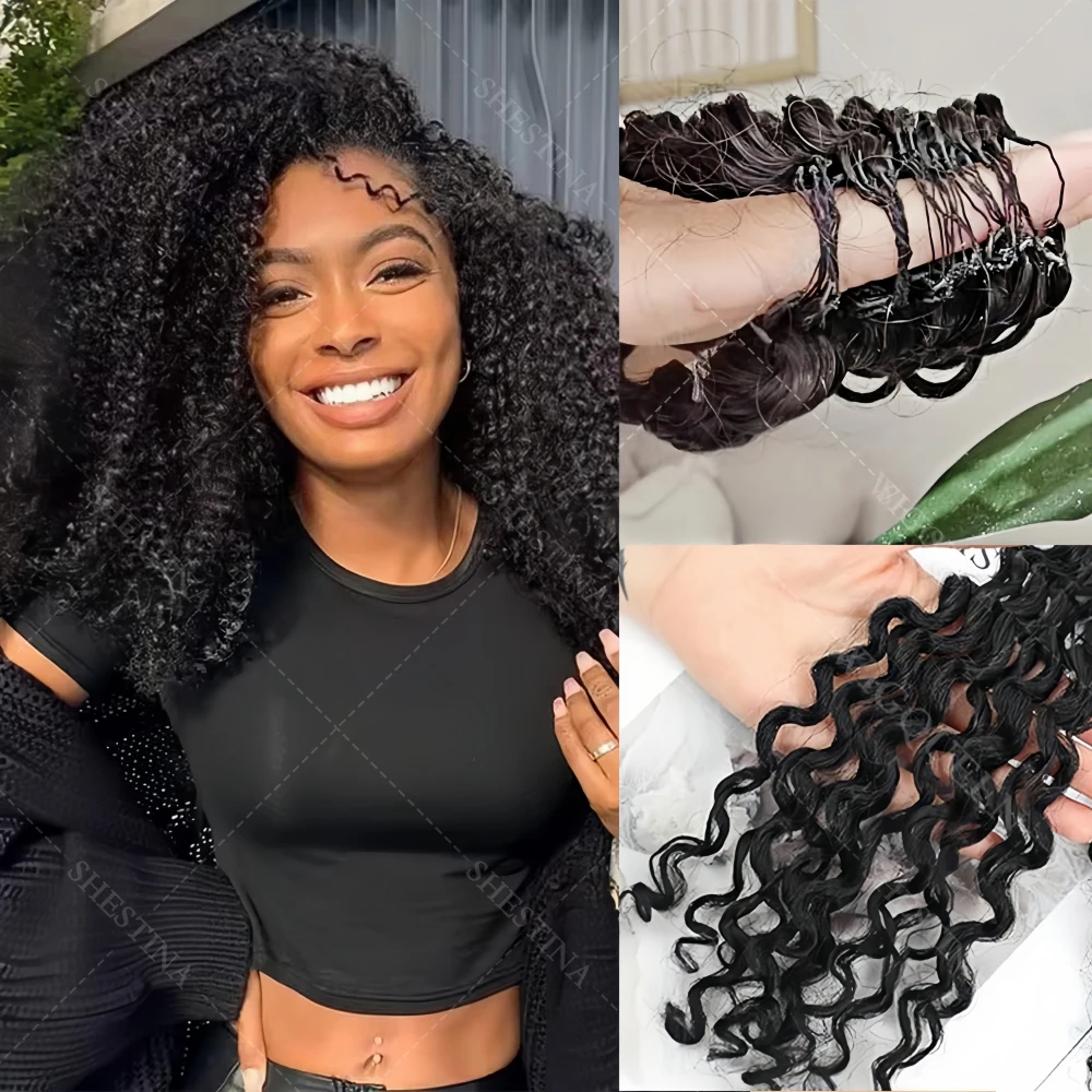 

12A 100% Human Hair Kinky Curl Knotless PreSeparated Crochet Hair Small Spirals Curly Feather Crochet Bulk Human Hair Extensions