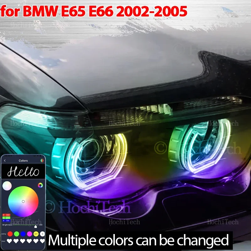 

For BMW 7 Series E65 E66 Pre-facelift 2002-2005 RGB DTM style App control with turn signal Dynamic LED Angel Eyes Ring Lamp DRL