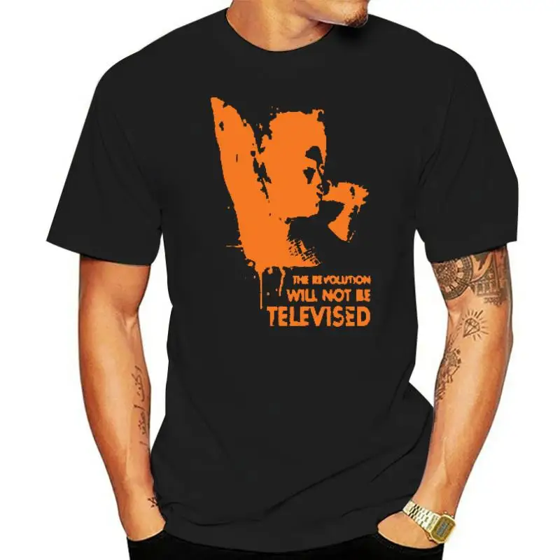 Men T Shirt  T-shirt Afro Revolution orange on black tshirts Women T-Shirt