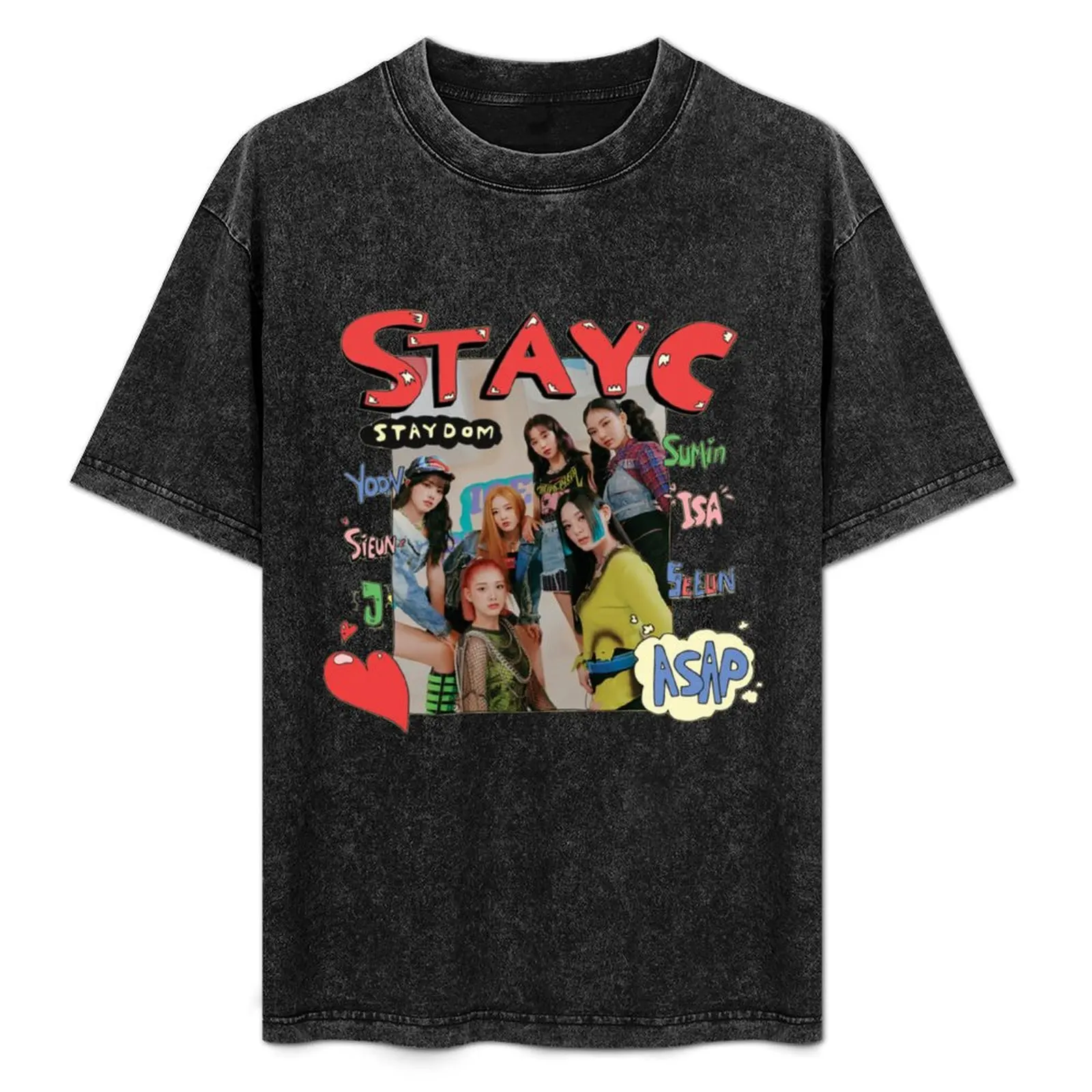 

StayC Staydom ASAP Photo Art T-Shirt Work Daily Short Sleeve Top