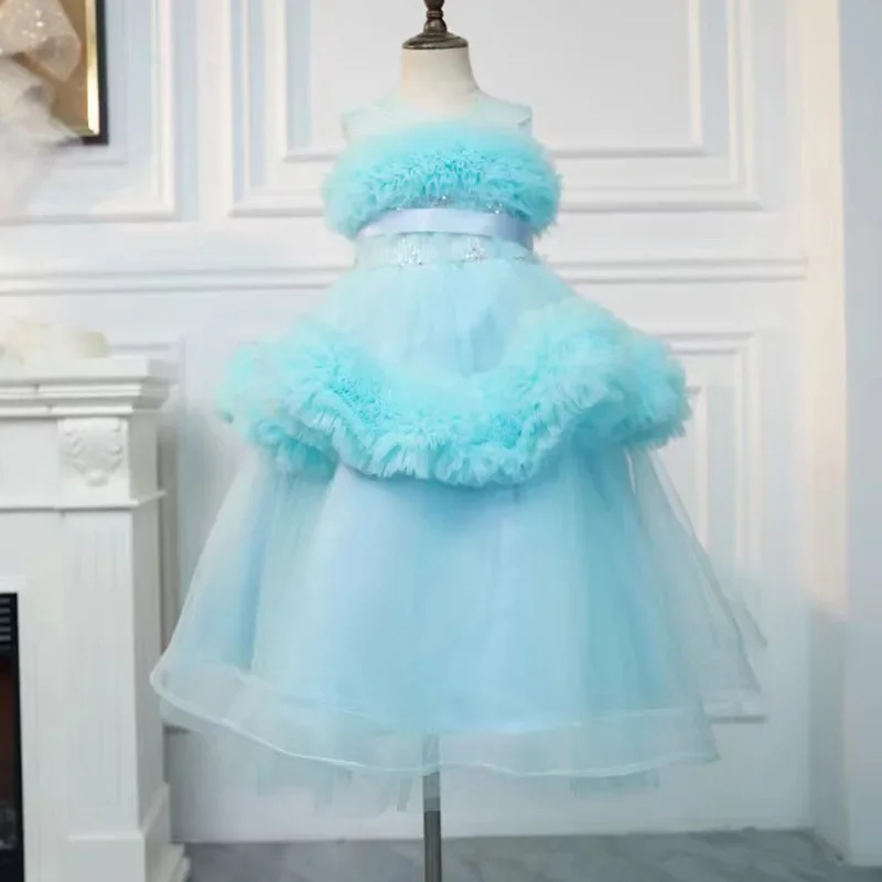 

Teenmiro Luxurious Evening Dress for Teens Girl Infants Chic Elegant Tulle Ball Gown Children Princess Long Dresses