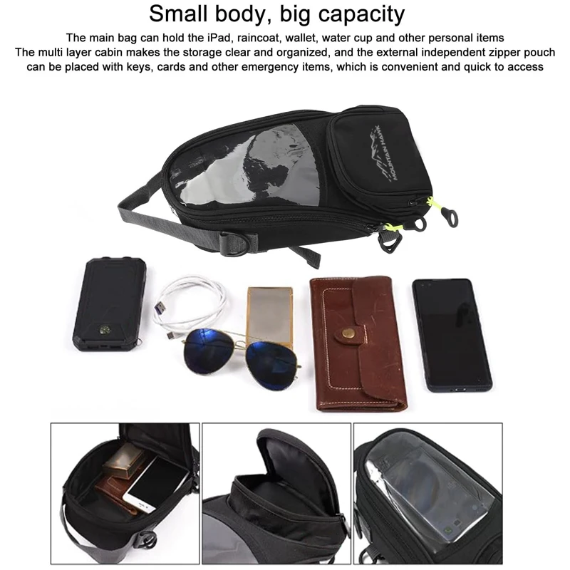 MOUNTAIN HAWK New Strong Magnetic Motorcycle Tank Bags Mobile Phone Navigation Motorbike Oil Tank Bag Fixed Straps Shoulder Bag image 6