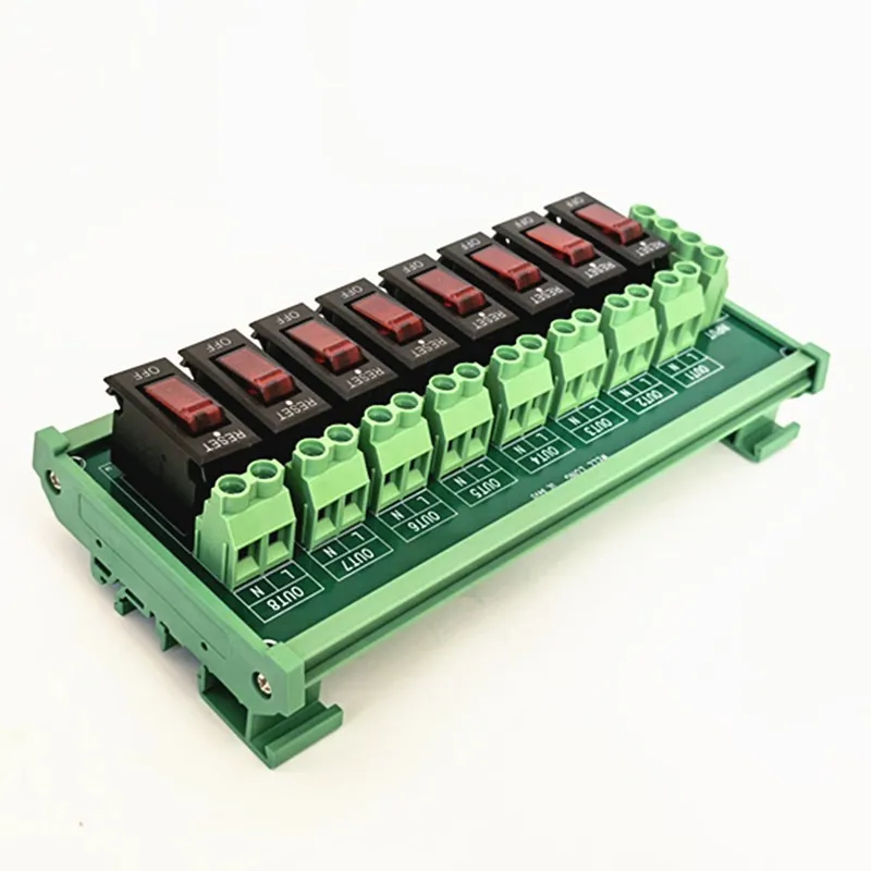 8 Channel Rocker Switch Thermal Circuit Breaker Overload Protector  Power Distribution Module DIN Rail Mount