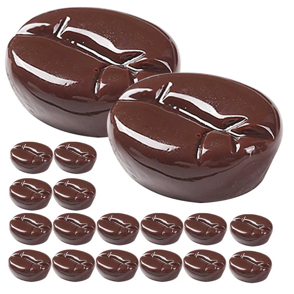 20 Pcs Simulated Coffee Beans Resin DIY Accessory Imitation Decoration Props Artificial Model Fake Materials
