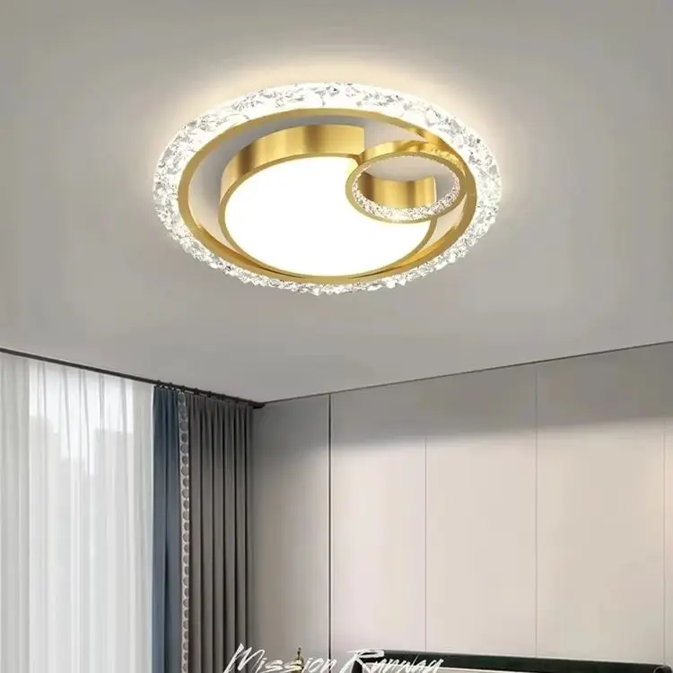 Modern Round Led Modest Ceiling Lamps for Bedroom Kitchen Golden Crystal Luxury Chandeliers Study Bathroom Ceiling Chandelier