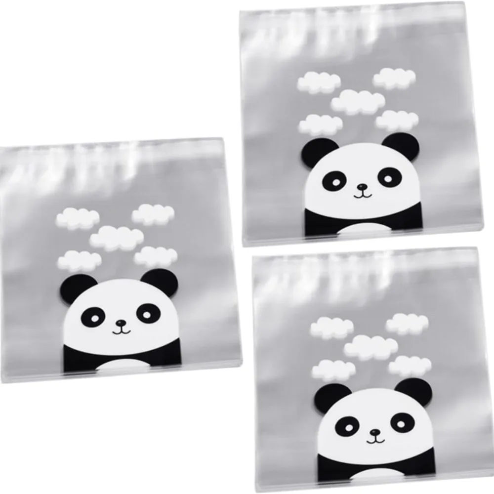 100Pcs Panda Pattern Clear Self-Adhesive Candy Cellophane Packaging Bag For Jewelry Storage Display Small Business Wholesale