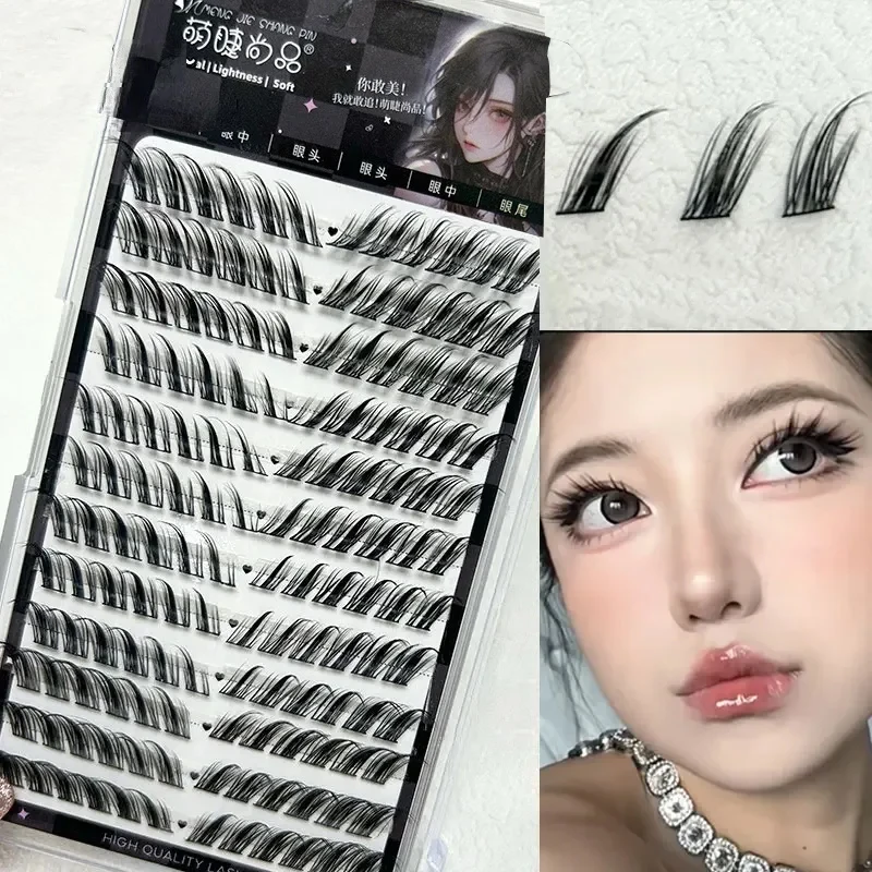 Extension de cils en vison naturel segmenté, faux cils de renard, pelucheux, grappe unique, effet yeux, queue allongée, outil de maquillage, 12 rangées