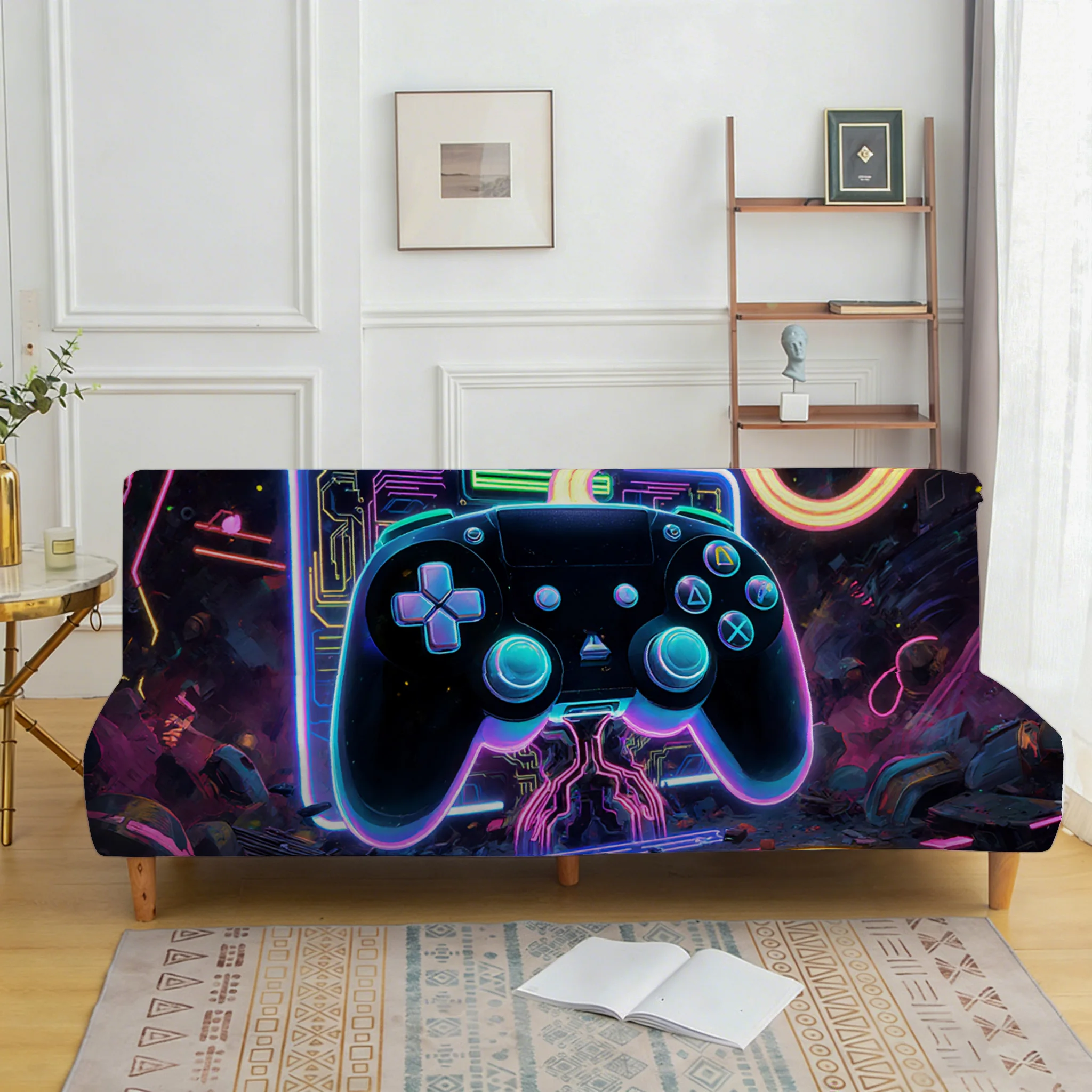 Tide cool gamepad sofa bed cover, living room sofa bed cover, dust-proof washable sofa bed cover