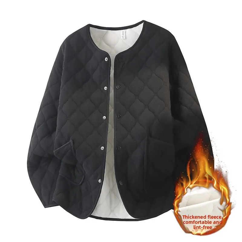 

Winter New Sle ex Diamond Pattern Georde Velvet Cotton Jaet Warmth ential Youth Faion Loose Fit Regular Length