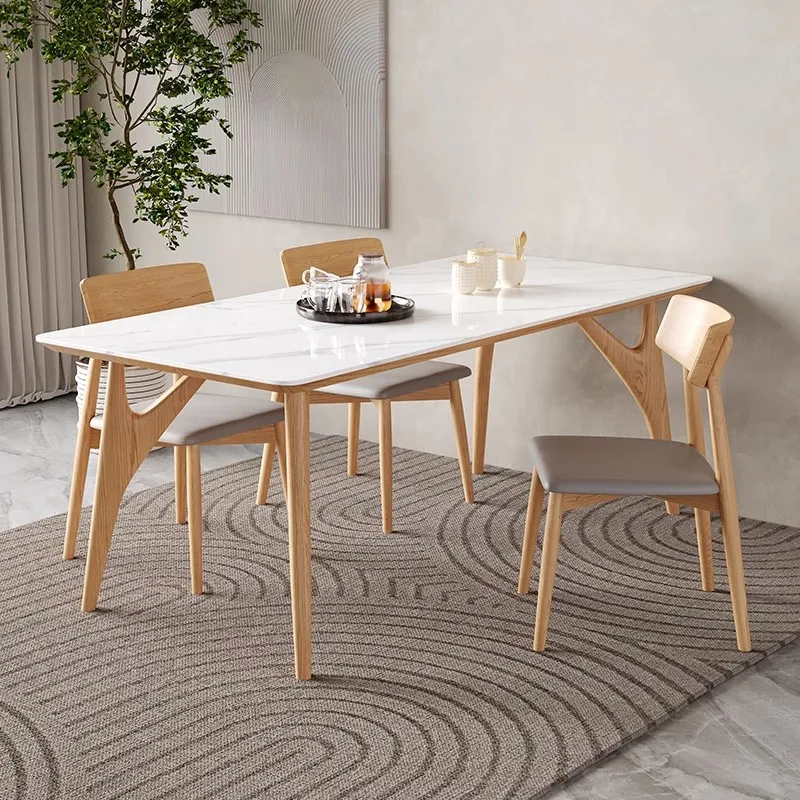 

Kitchen Center Dining Table Wood Chairs Salon Nordic Dining Table Modern Balcony Designer Lounge Mesas De Comedor Home Furniture