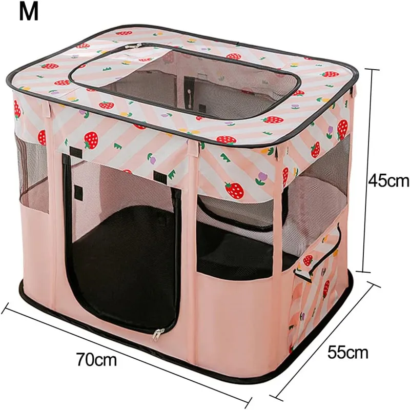 Foldable Pet Pen Dog Crate Portable Playpen for Dog Puppy Cats Top Removable Zipper Mesh Dog Cat Tent Kennel with Carrying bag