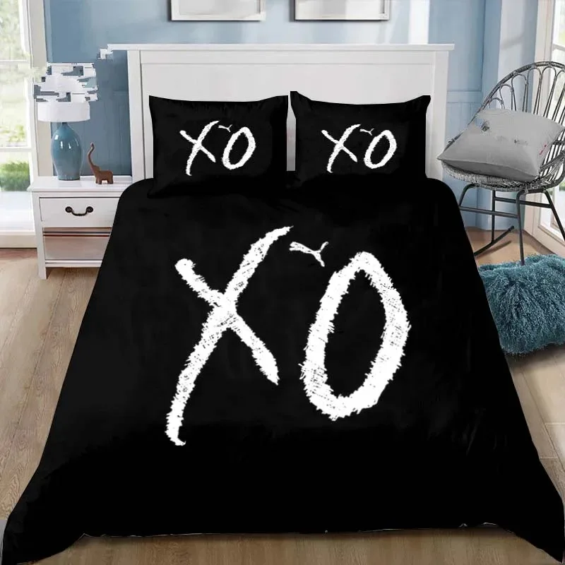 Single-Sided Printed Bedding Sets, Quilt Cover, Comfortable Bedspreads, Comforter Duvet, XO, All Seasons, Birthday Gift, 3Pcs