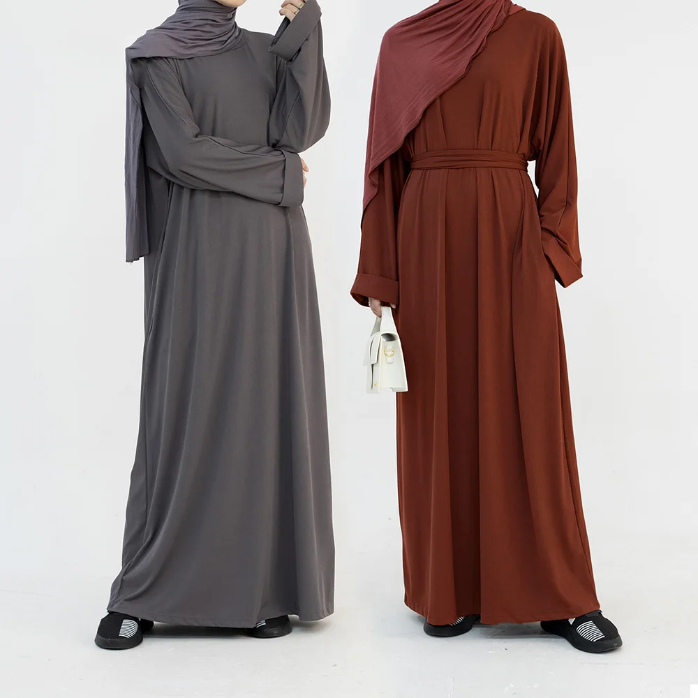 

Oversized Solid Long-Sleeved Muslim Robe 2023 Autumn Winter Turkey Arab Casual Daily Ladies Clothing Loose Plain Women's Dresses