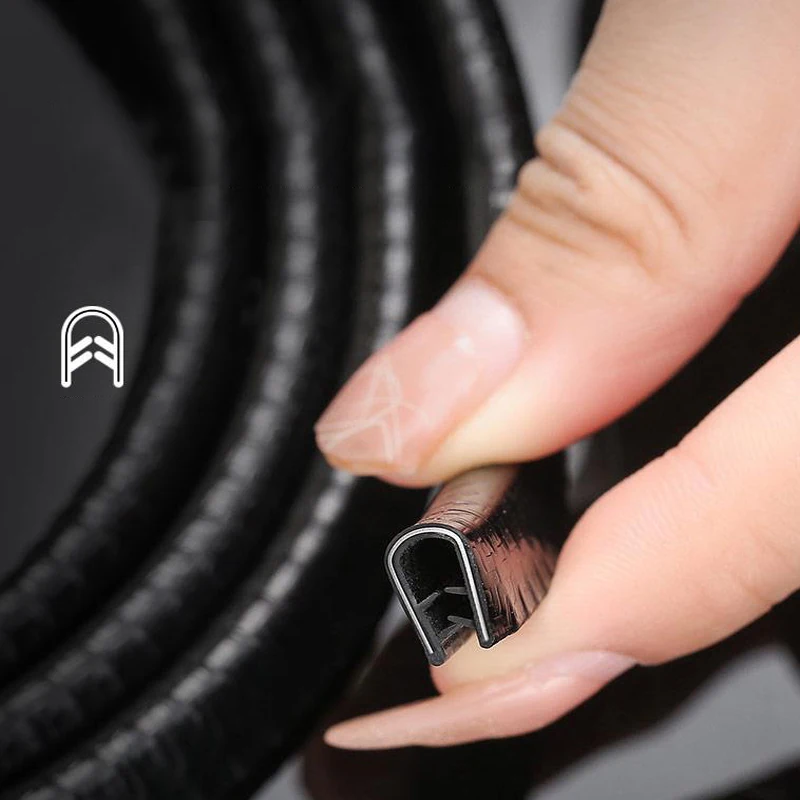 U-Shaped Sealing Strip Rubber Edging Stainless Car Door Anti Collision Strip with Edge Scratch Sealing Guard Styling Car Decor