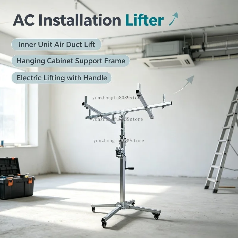 Air Conditioner Installation Lifter, Electric Inner Unit Air Duct Hanging Cabinet Lifting Support Frame with Handle