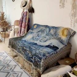 Van Gogh Star BlanketDecorative Bed Blankets Starry Night Thick Bedroom Bedspread Tablecloth Tapestry Home Decor Tapestry