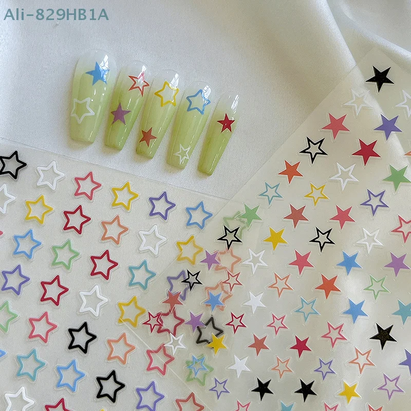 Dopamine Ster Nagelsticker Dopamine Leuke Jelly Nail Art Decals Pack Reliëf Hand Grootboek DIY Decor Manicure