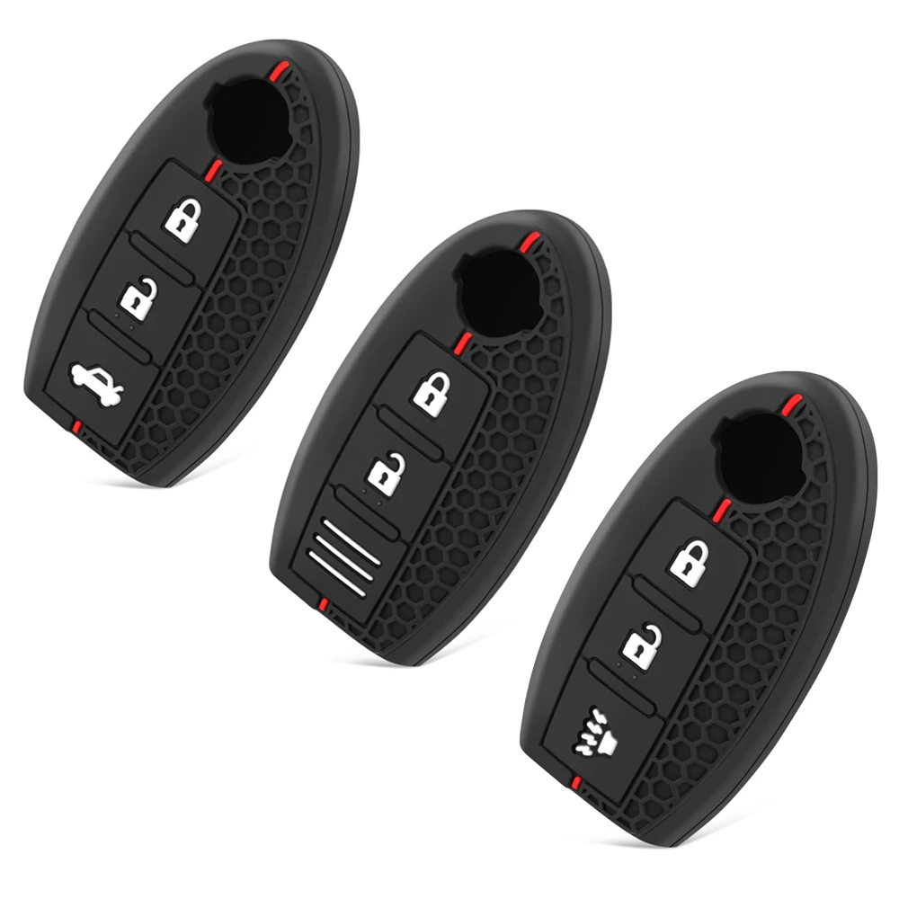 3 Button Silicone Car Key Case For Nissan Qashqai Pulsar March 370Z Micra Juke Note Tiida NV200 Leaf Cube Remote Fob Cover