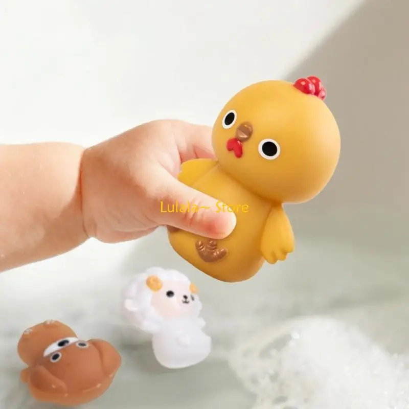 Y4QA Farm Animal Stacking Boat With Puppet Bathtub Toy For Babies Water Play And Fine Motor Skill Development Cognitive Toy