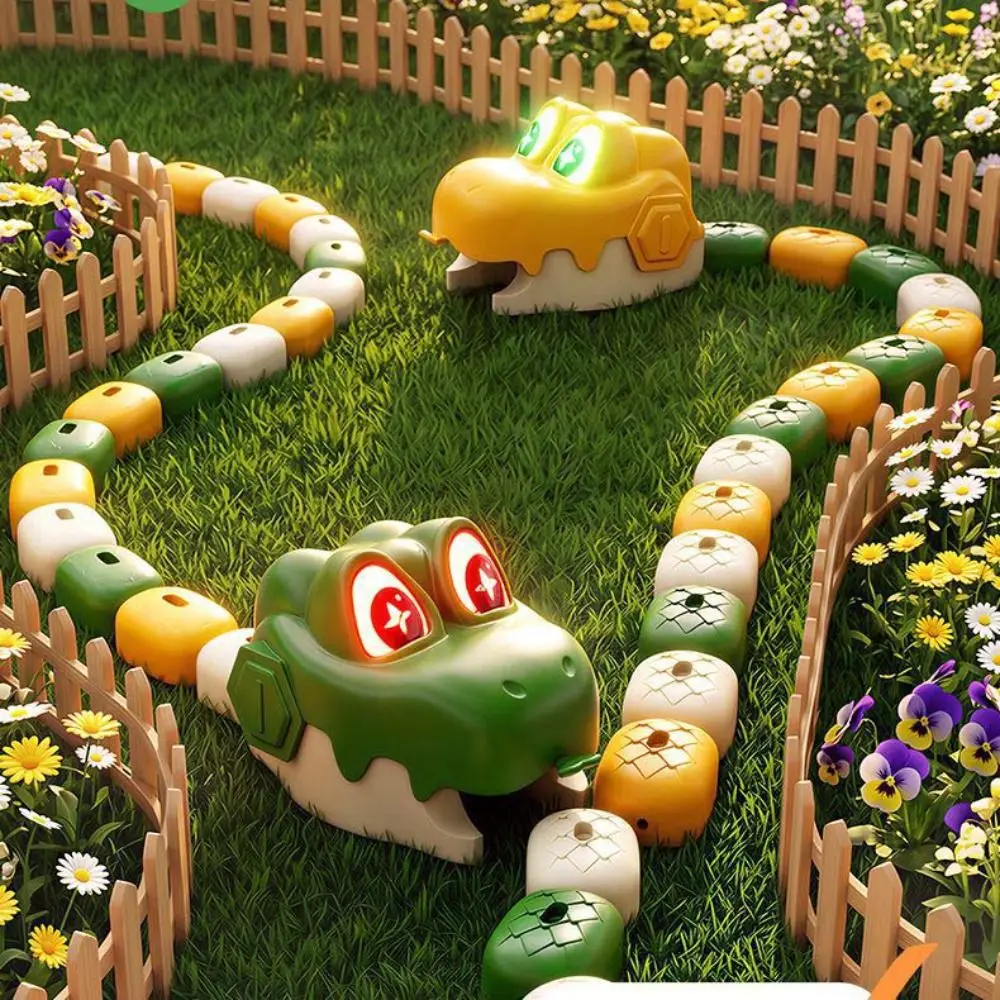 Magnetic RC Snake Car Toy Rechargeable Bead Eating Greedy Snake Car Interactive Desktop Remote Control Car 2 Players Battle