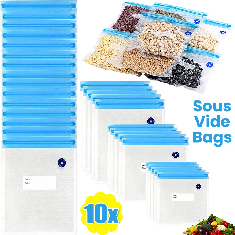 Vacuum Storage Bags with Hand Pump Sous Vide Reusable Sealing Food Storage Zipper Bag Keep Fresh Household Air Valve Organizer